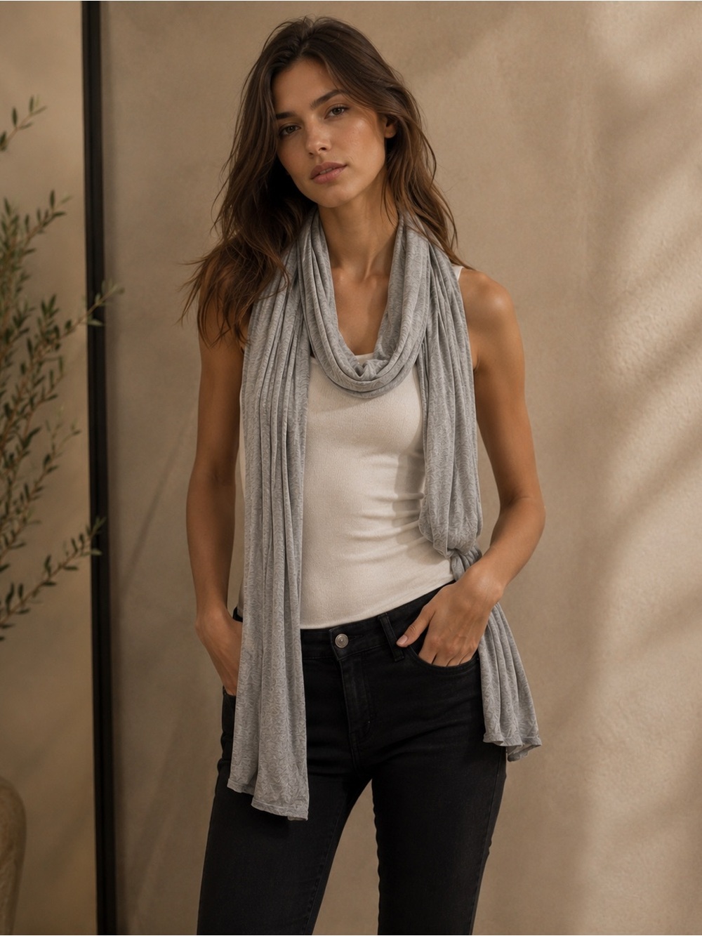 Gray jersey scarf / shawl - so soft!!!